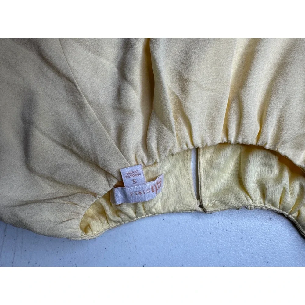 Gb Girls Light Yellow Long Sleeve Puff Sleeve Blouse Top Size 5 Keyhole Back